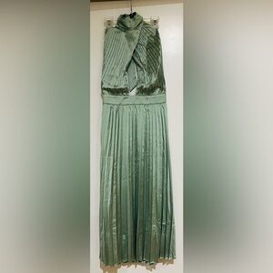 Lulu's Sage Green Satin Dress
